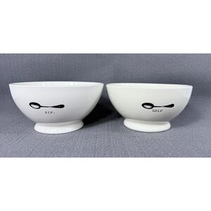 Rae Dunn Magenta Artisan Collection Pair of Bowls Sip Gulp Spoon Decor Kitchen